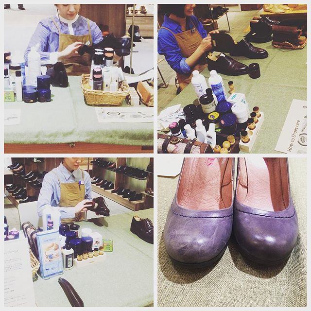 先日の靴磨きworkshopにてお客様がケアされたパンプスです︎ ：とってもきれいに！：右がお手入れ後なんですが、色を入れたわけではないんです。靴クリーム（無色透明）を入れて磨いたら革の発色があがりました♩：色クリームを入れなくて、ちょっとした塗り方や仕上げ方のコツで回復するケースもあるんです：今週の靴磨き女子部workshop詳細はプロフィールからどうぞ@shoecaregirls#shoecaregirls#matsuyaginza #workshop#ワークショップ#mmowbray#足もと倶楽部#靴磨き倶楽部#靴磨き女子部こびと#靴磨き女子部ピンクレンジャー#靴磨き女子部ハスキー犬#バクバクコアラ